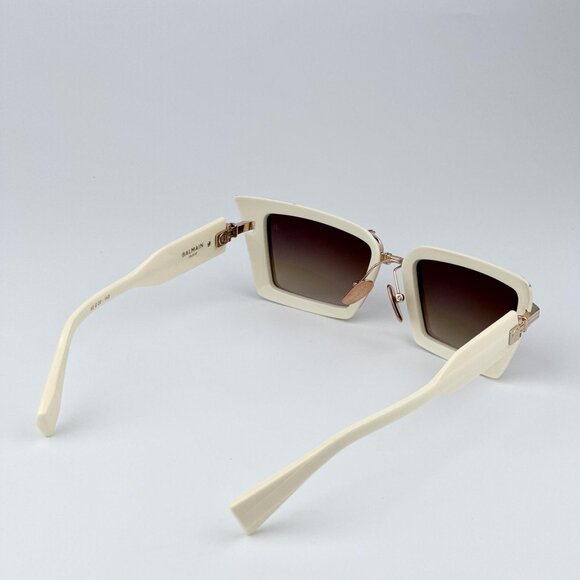 Balmain ADMIRABLE BPS-130C-52 Men BRAND NEW Sunglasses Titanium Gold Bone Brown - Picture 5 of 12